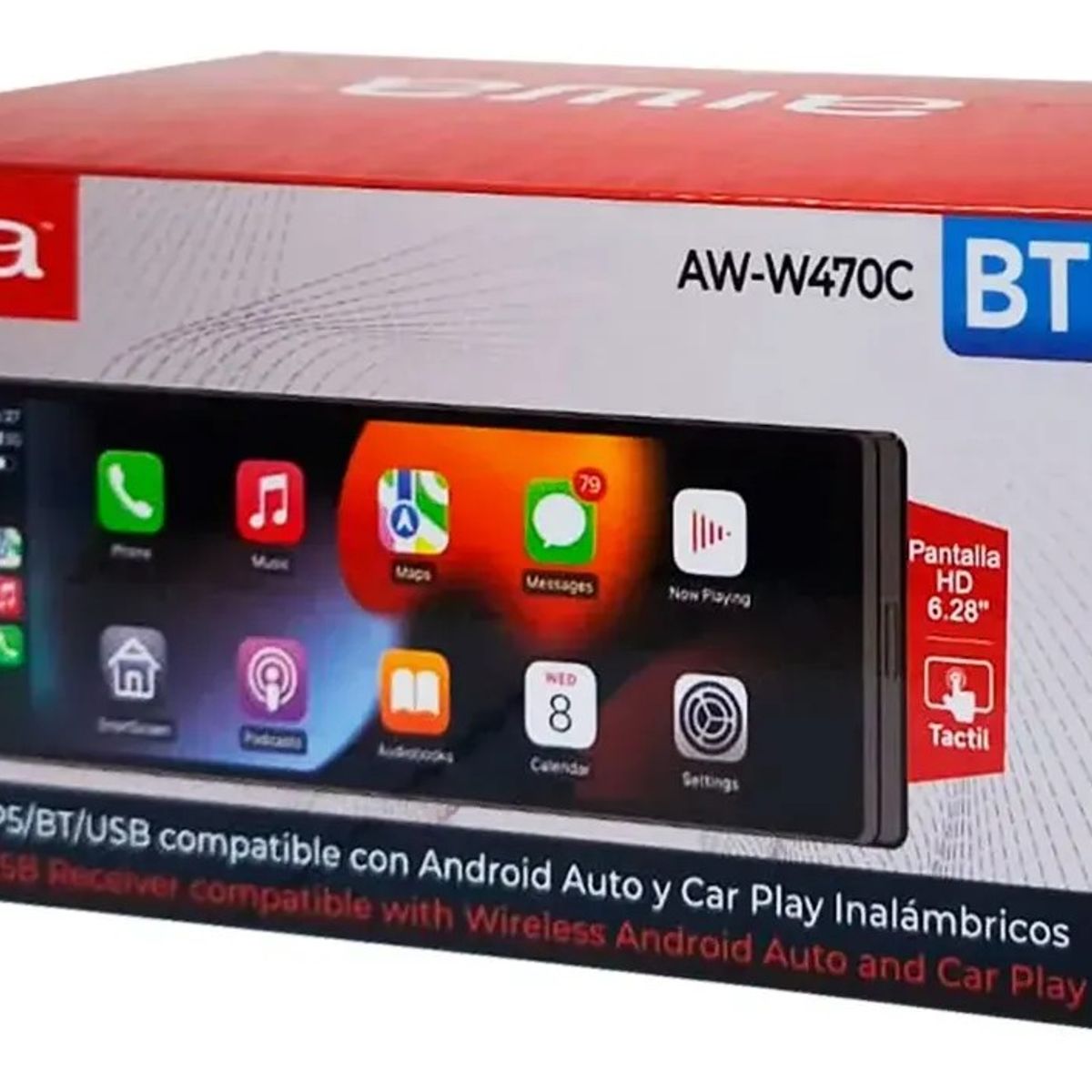 AIWA - Radio 1 Din Pantalla Aiwa Aw-w470c Con Carplay Android Auto