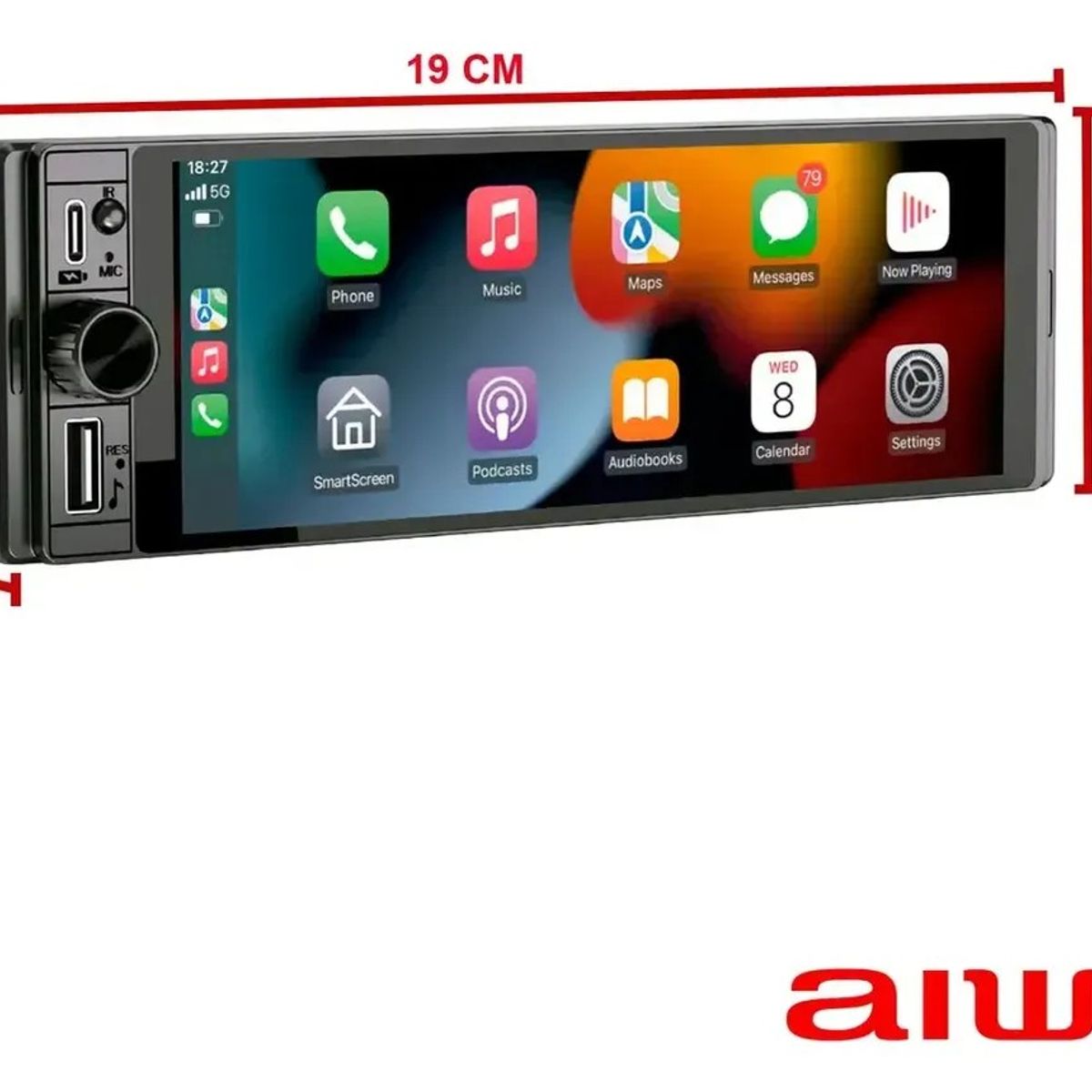 AIWA - Radio 1 Din Pantalla Aiwa Aw-w470c Con Carplay Android Auto