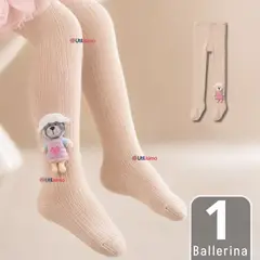 JUMP KIDS - Panty 3D Osito Beige Tejida Niña Ballerina 78% Algodón Premium