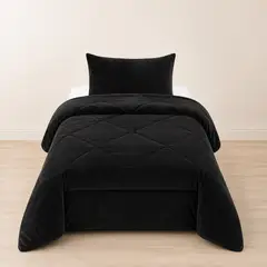 GENERICO - Plumón Plush-Chiporro Negro Ultra Suave Invierno Premium
