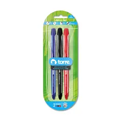 TORRE - Set 3 Lápiz Gel Borrable 0.7mm Ng Az Rj