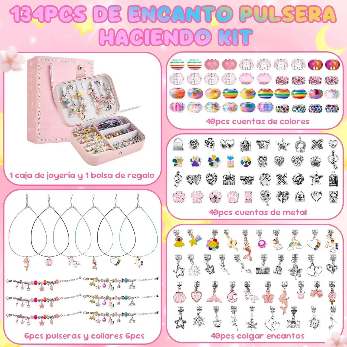 GENERICO - Kit Para Hacer Pulseras Cuentas Bricolaje Niñas Regalo