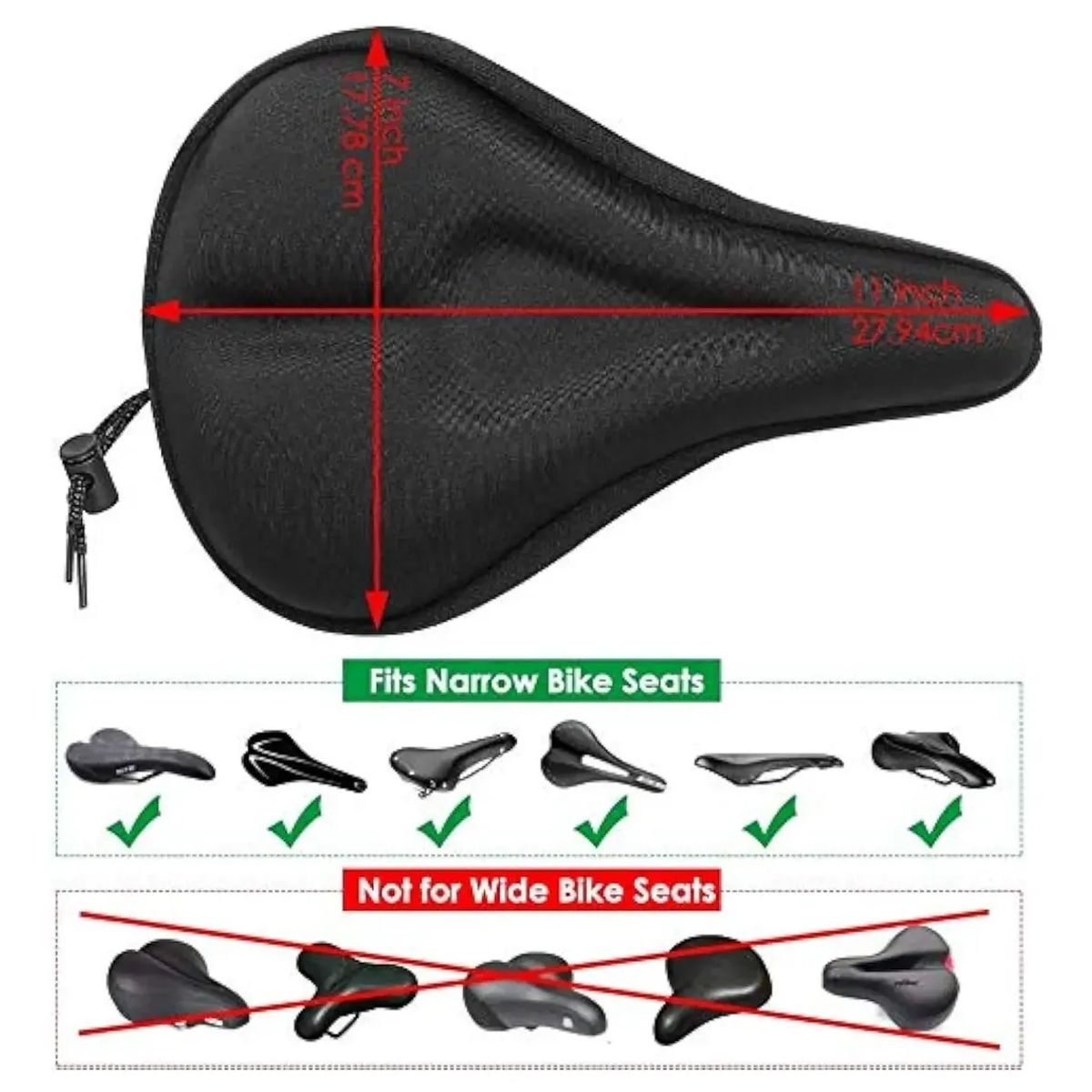 GENERICO - Funda De Asiento De Bicicleta Con Gel Acolchonado+funda Impe