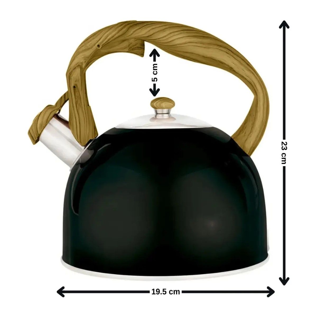 GENERICO - Tetera 2.5 Litros Acero Inoxidable Símil Madera  Negro BELUG