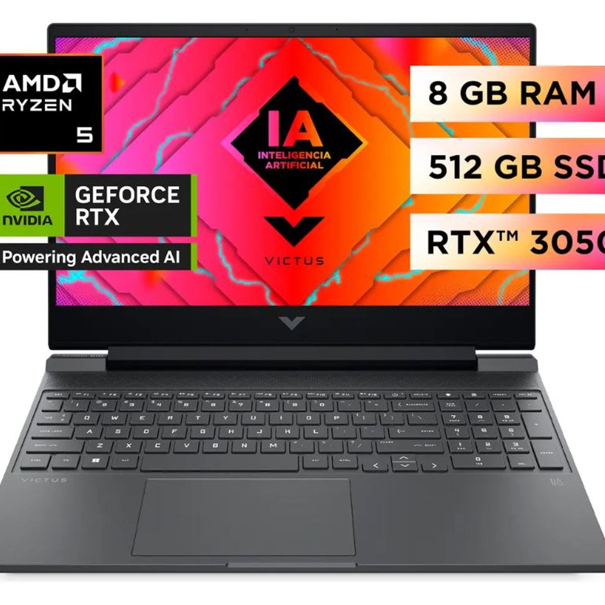 HP - Notebook Gamer HP Victus 15 Intel i5-13420H RTX 3050 6GB 8GB 512GB SSD 144Hz Win11 Reacondicionado