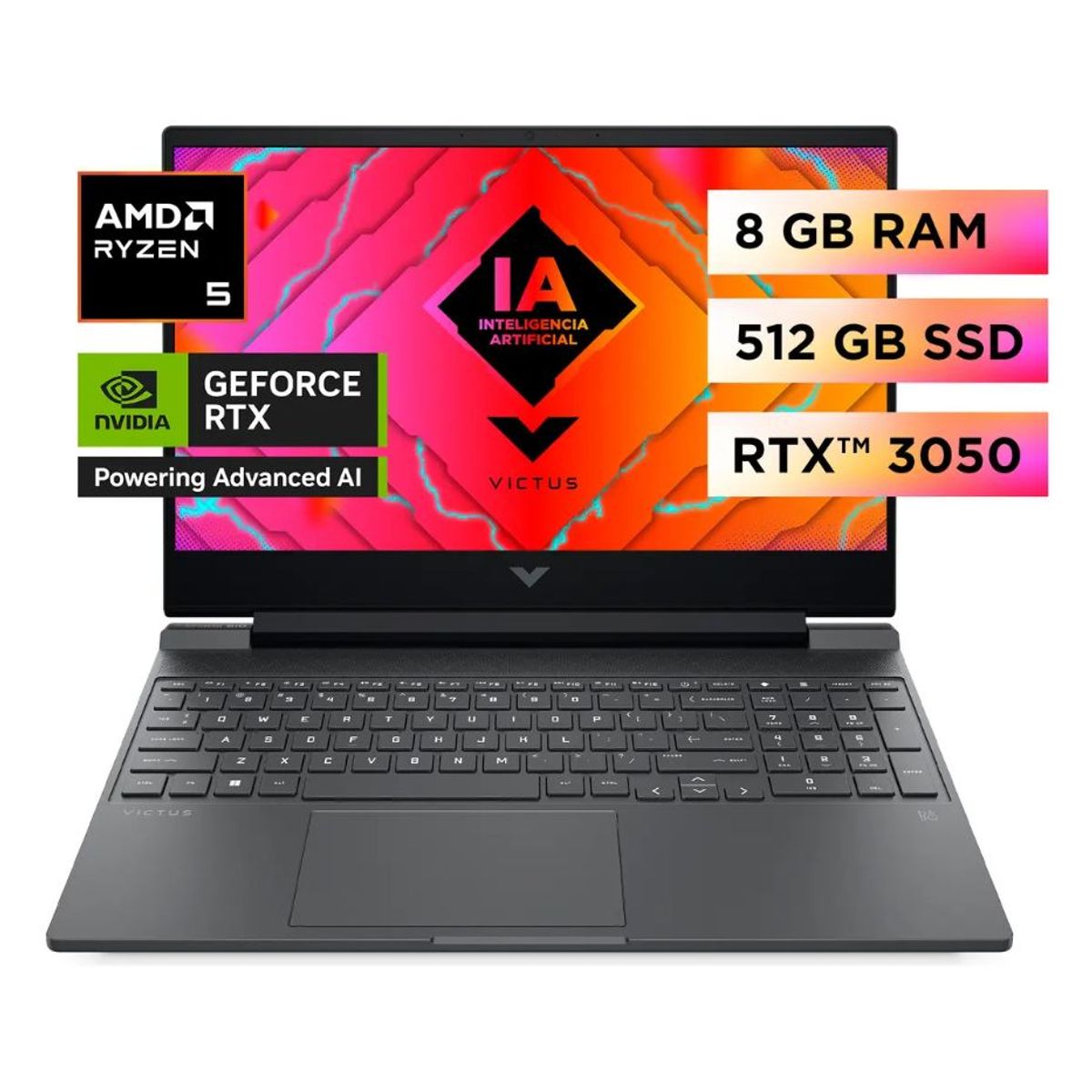 HP - Notebook Gamer HP Victus 15 Intel i5-13420H RTX 3050 6GB 8GB 512GB SSD 144Hz Win11 Reacondicionado