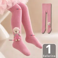 JUMP KIDS - Panty 3D Osito Rosado Tejida Niña Ballerina 78% Algodón Premium