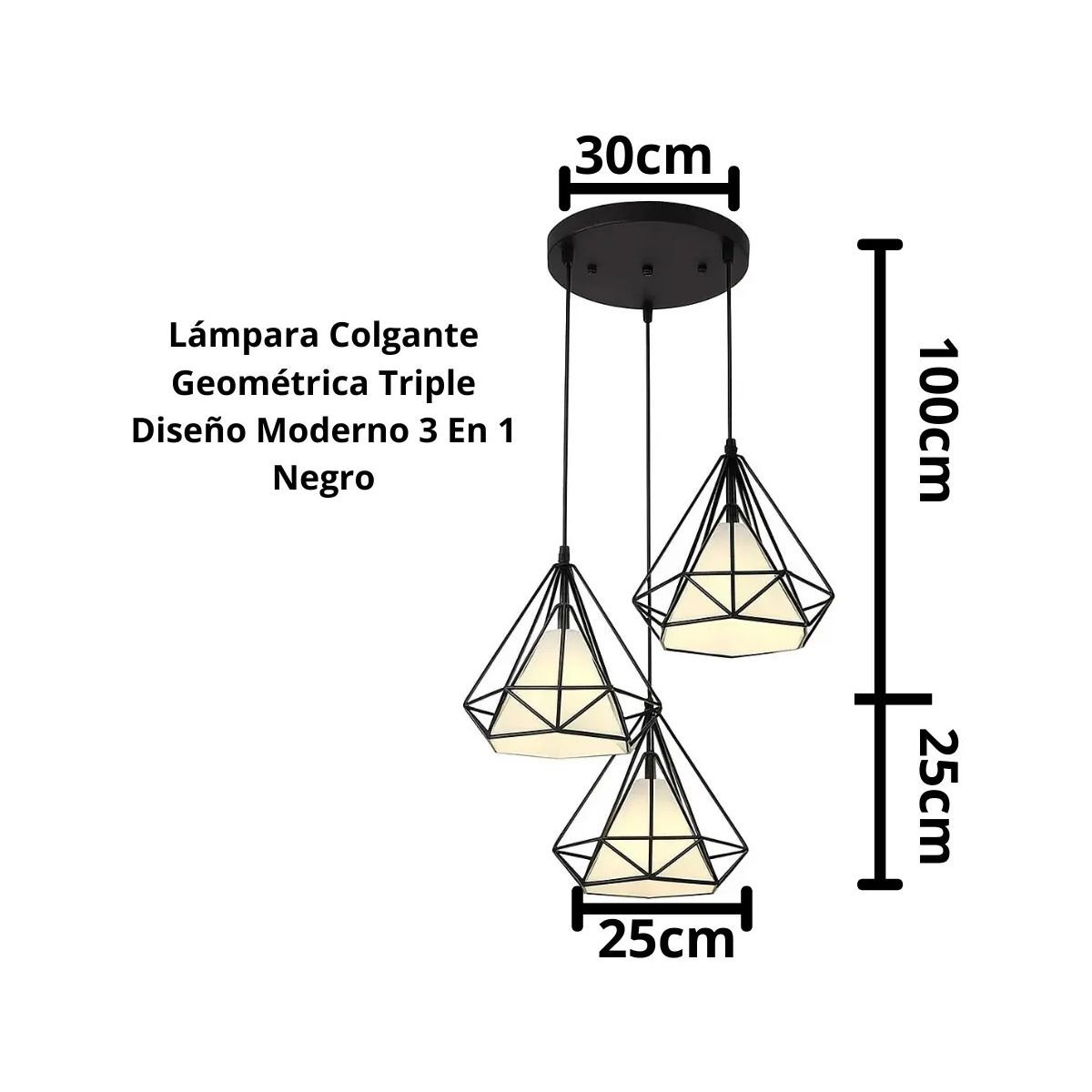GENERICO - Lámpara Colgante Geométrica Triple Diseño Moderno 3 En 1 Labg