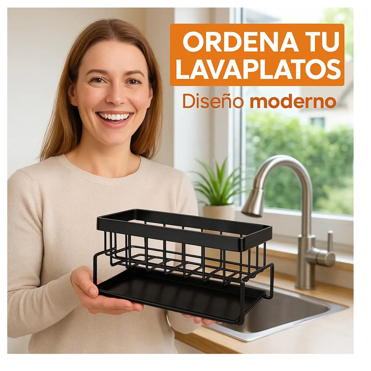 GENERICO - Organizador Lavaplatos Porta Esponja Estante De Metal
