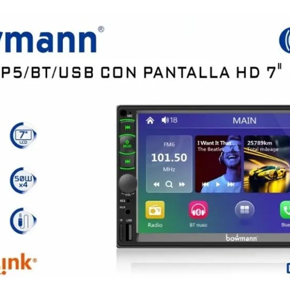 BOWMANN - Autoradio Bowmann Mirrorlink Android Ios 7 Hd Dd-5300l Negro