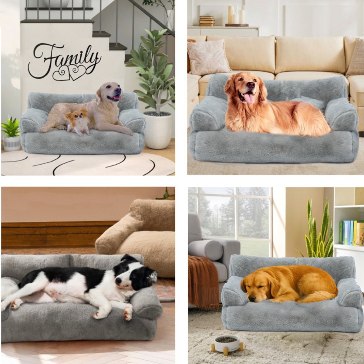 KIDSCOOL - Cama Sofá Relajante Para Mascotas XL Gris Lavable y Ortopédica