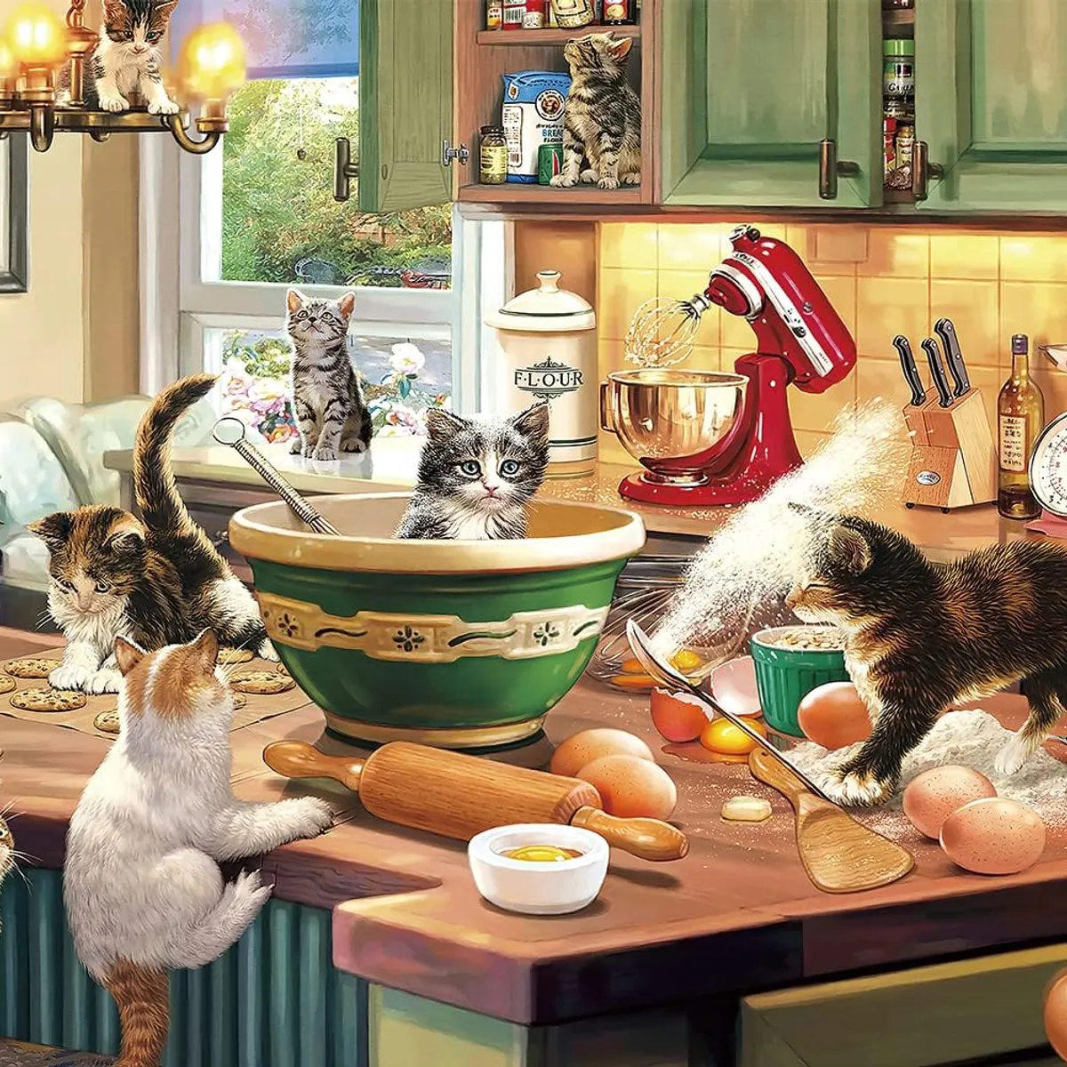 AIZO - Puzzle 1000 Piezas - Gato de cocina panorámico