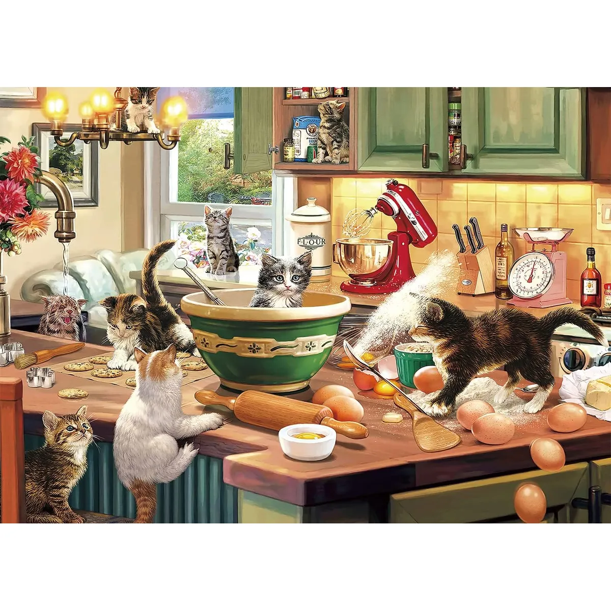 AIZO - Puzzle 1000 Piezas - Gato de cocina panorámico