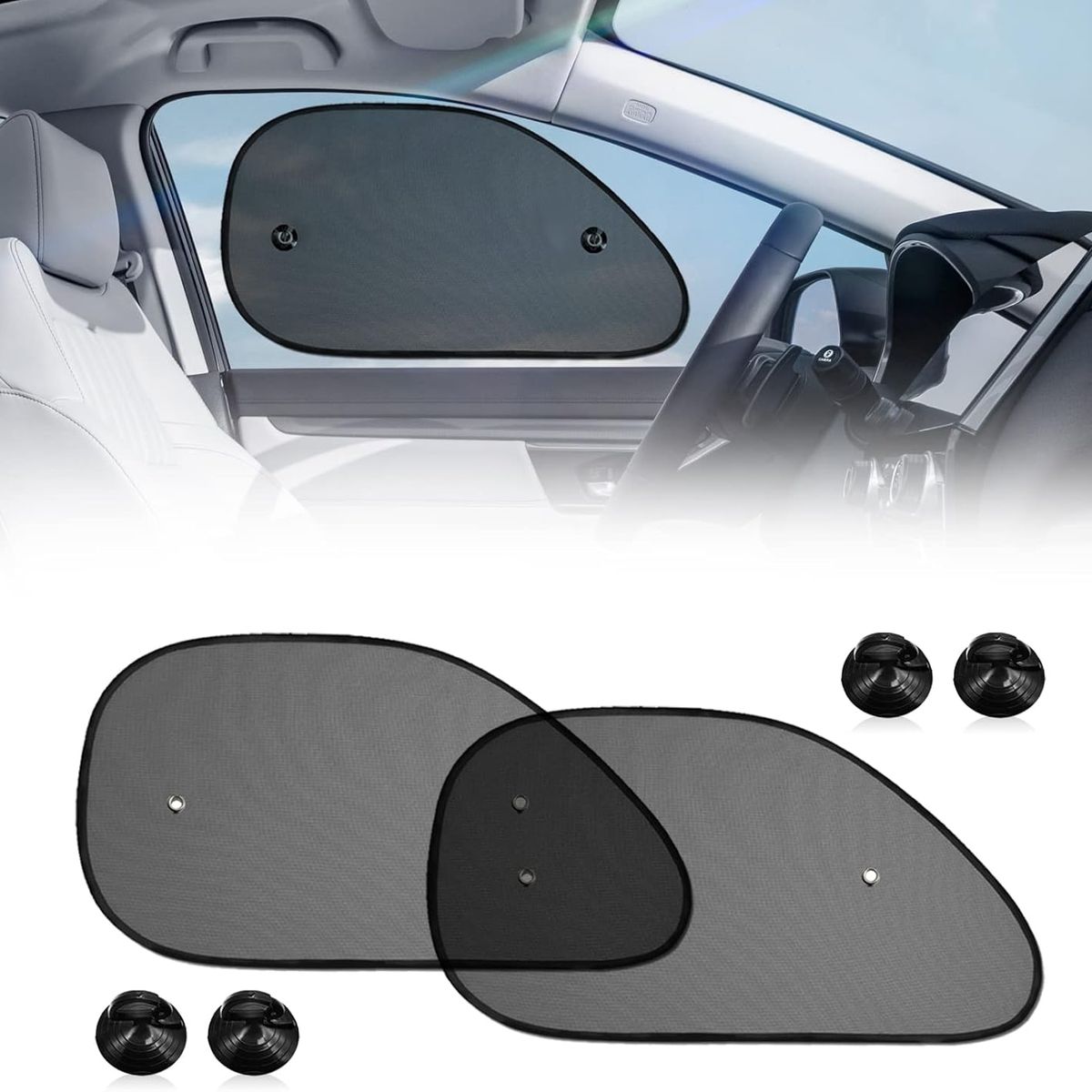KUANGYE - 2 Protectores Solares para la Ventana Frontal del Auto 65x38cm,Malla de Privacidad y Ventilación