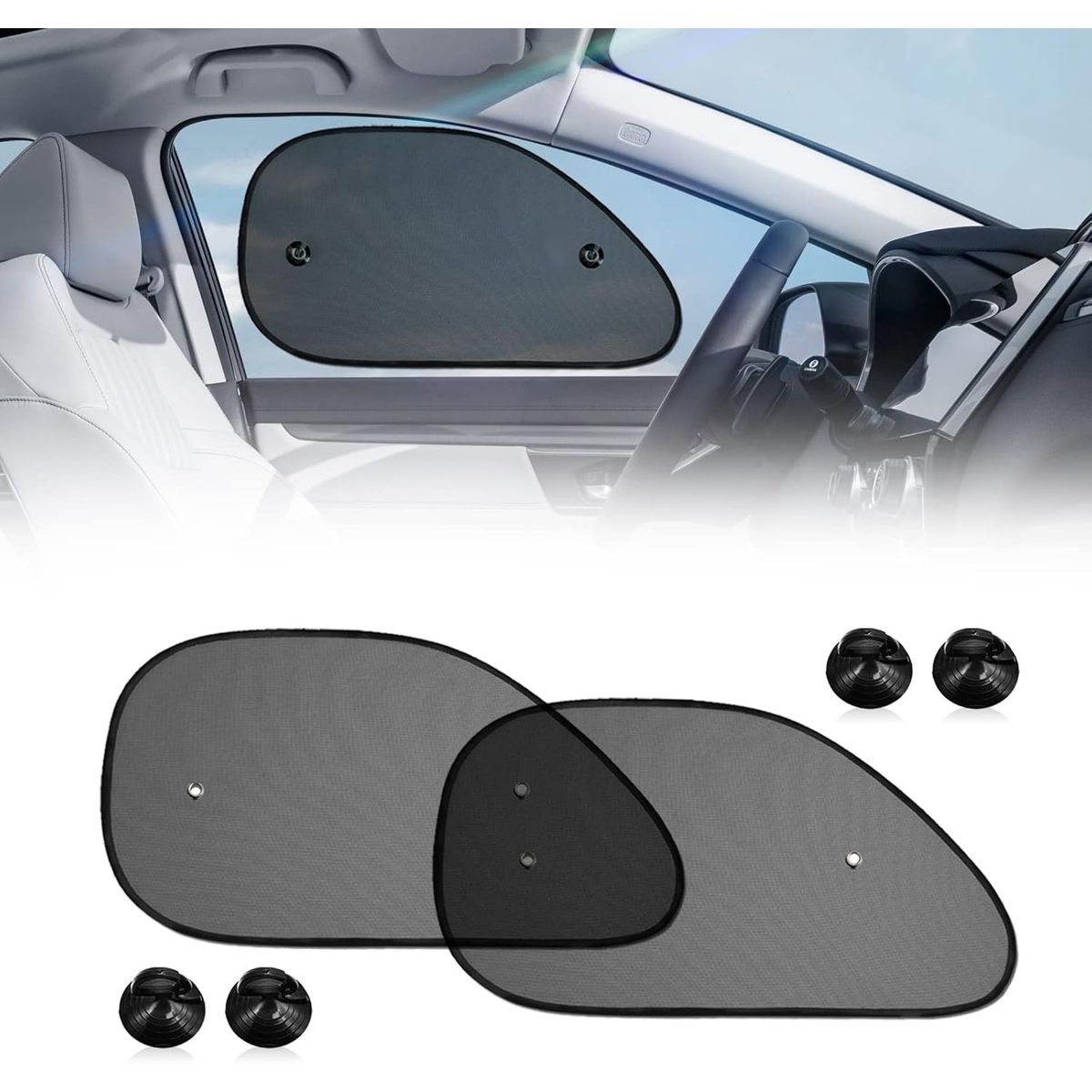 KUANGYE - 2 Protectores Solares para la Ventana Frontal del Auto 65x38cm,Malla de Privacidad y Ventilación