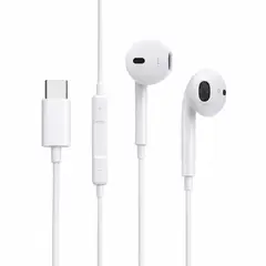 GENERICO - Audífonos Tipo C Con Cable Micrófono Y Control Blanco