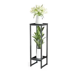 GENERICO - 2 Niveles Macetero Maceta Retirable Con Pedestal 73 Cm Negro
