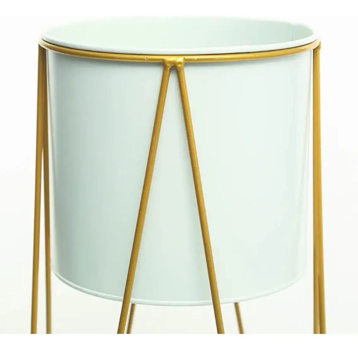 GENERICO - Porta Macetero Pedestal Maceta Plantas Blanco Dorado