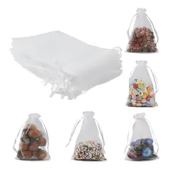 GENERICO - 100 Bolsas De Tela Bolsas Organza Blanca 15x20 Cm