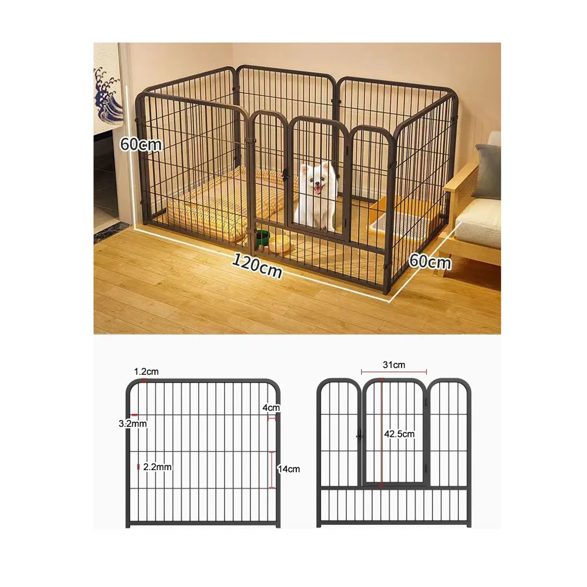 GENERICO - Corral Para Mascotas Jaula De Perros Gato Valla Metal Grande