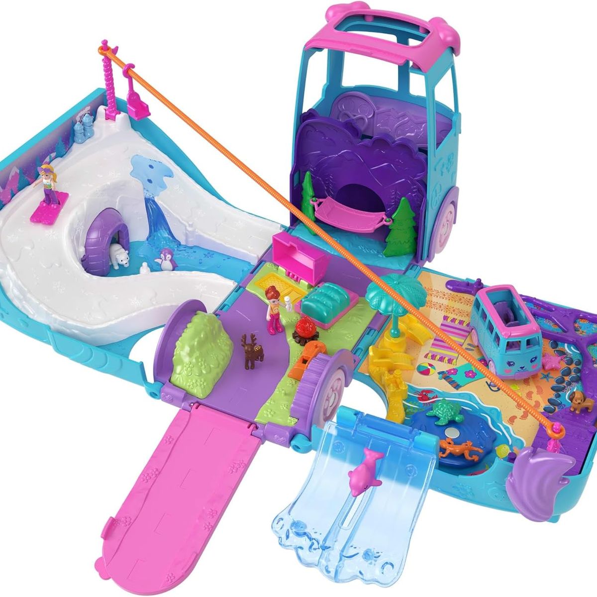 POLLY POCKET - Polly pocket Aventura Sobre Ruedas con Mascotas