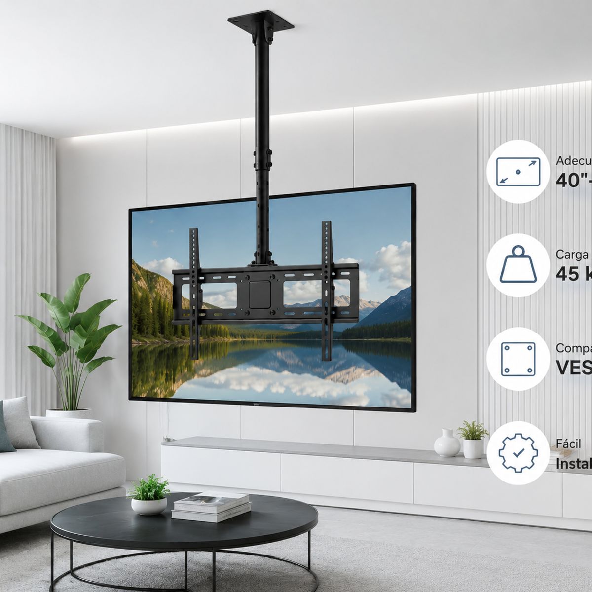 GENERICO - Soporte de TV para Techo Ajustable 40 a 75 Pulgadas Negro