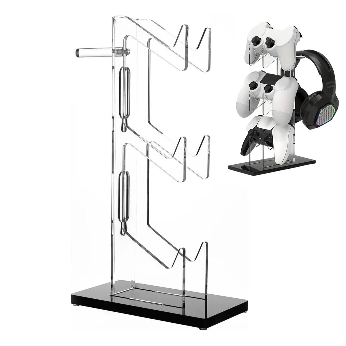 GENERICO - Soporte de Acrílico de 3 Pisos para Control de Juegos y Audífonos