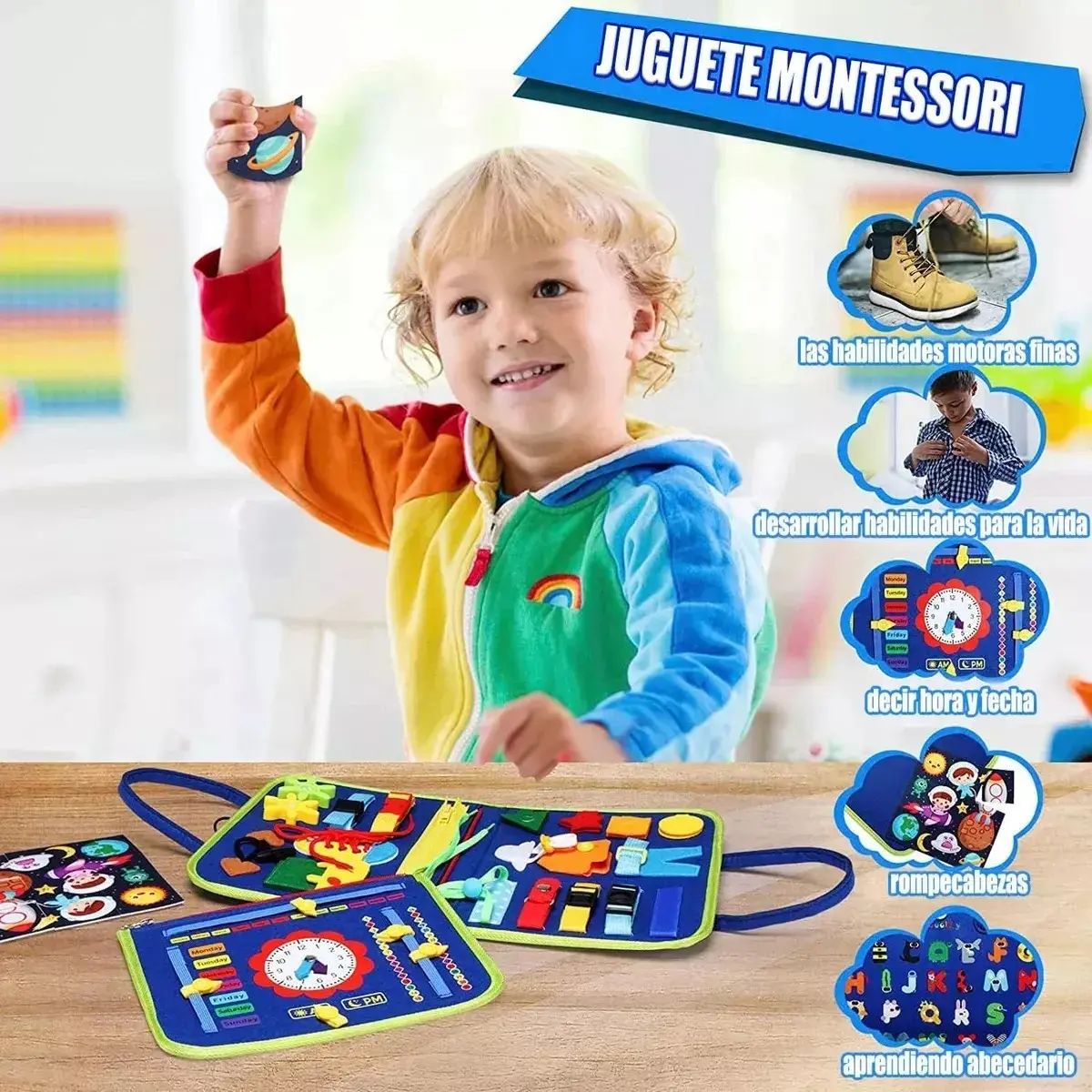 GENERICO - Tablero Sensoriales Interactivo Montessori Juego Educativo