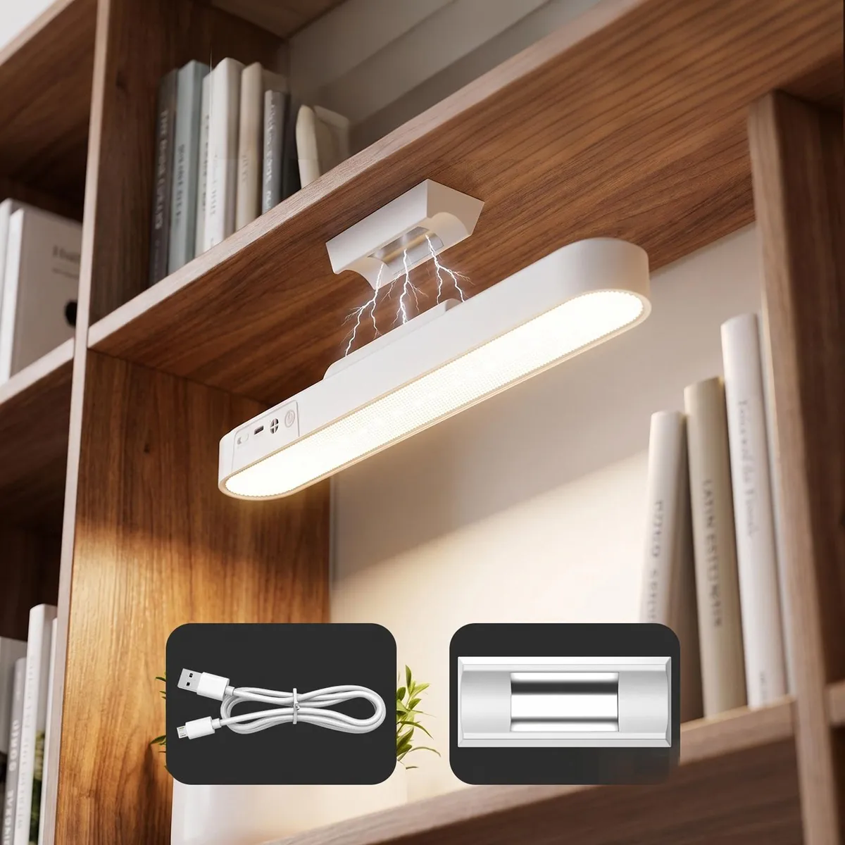 AIZO - Luz LED magnética recargable 3 temperaturas control remoto sin perforar para escritorio armario