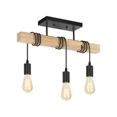 GENERICO - Lámpara Colgante Industrial Vintage Madera Luz Techo Loft Labg