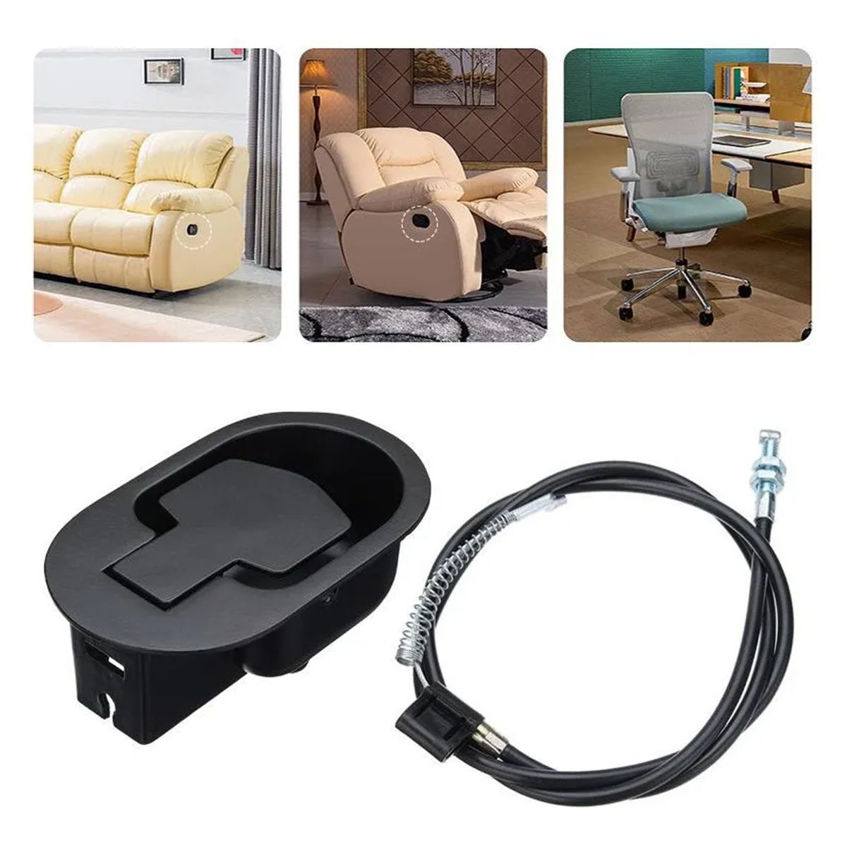 GENERICO - Palanca Metálica Para Sillón Reclinable Tipo Berger + Cable