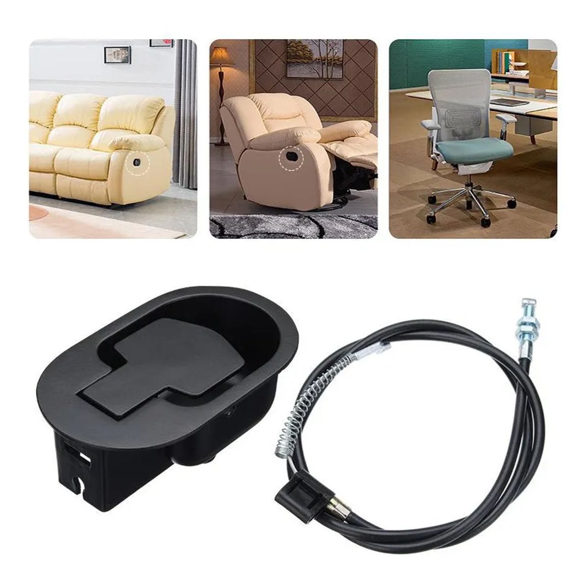 GENERICO - Palanca Metálica Para Sillón Reclinable Tipo Berger + Cable