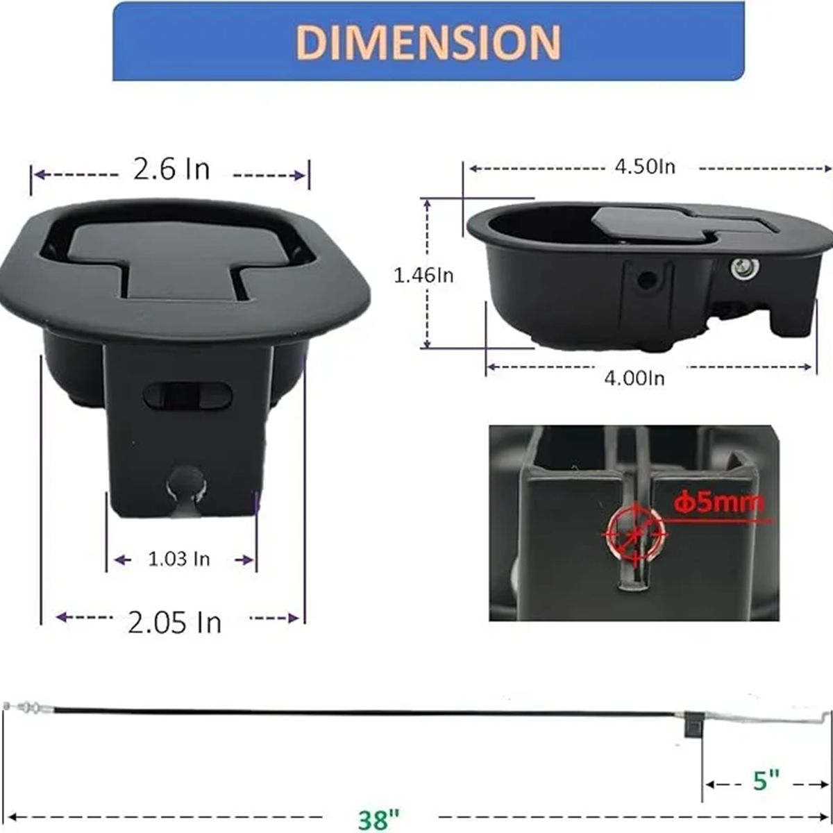 GENERICO - Palanca Metálica Para Sillón Reclinable Tipo Berger + Cable