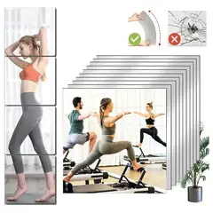 GENERICO - 20pcs Espejos Pared Adhesivo Acrílico Decorativos Para Hogar Baño Dormitorio Sala 20x20cm