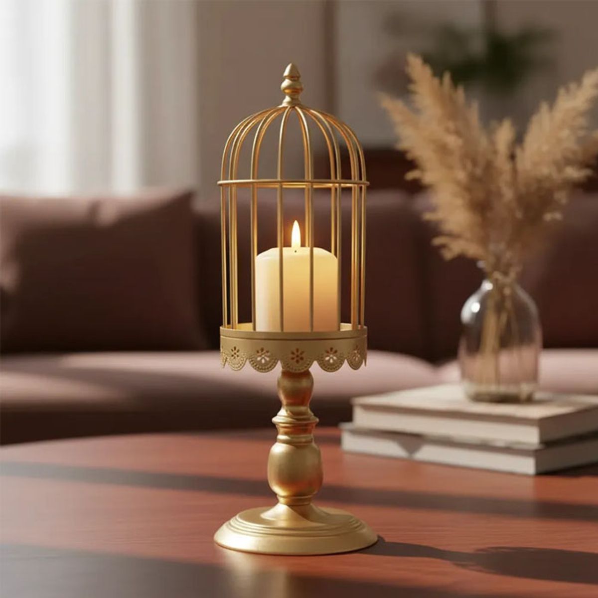BRIC - Portavela De Metal Dorado Decorativo