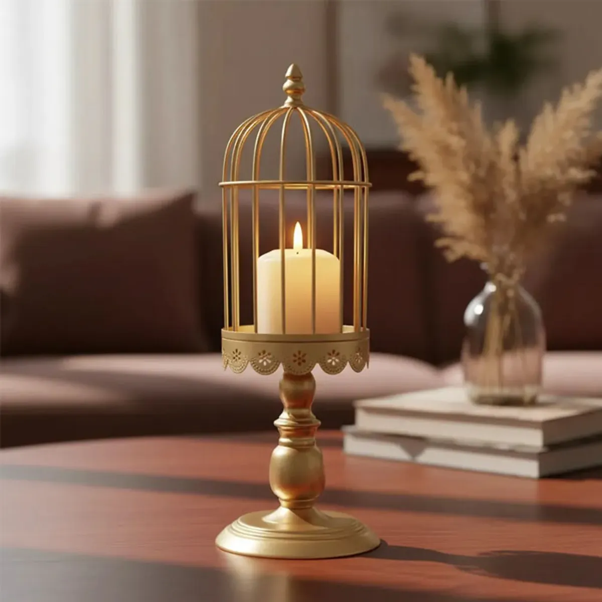 BRIC - Portavela De Metal Dorado Decorativo