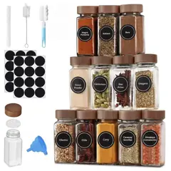 GENERICO - Set 12 Frascos Especieros De Vidrio 120ml C/u Para Cocina