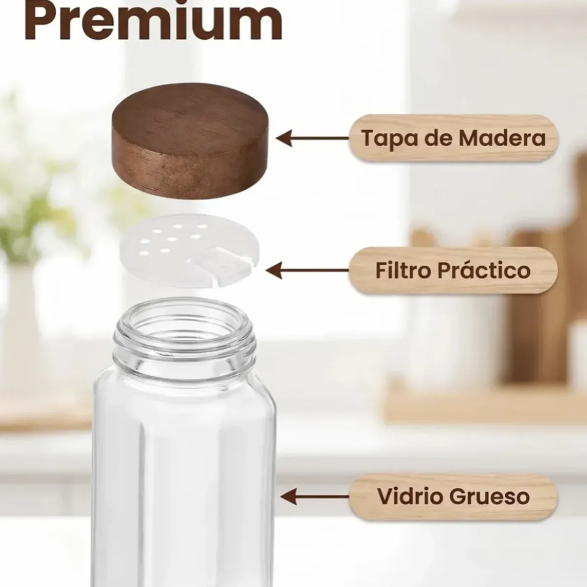 GENERICO - Set 12 Frascos Especieros De Vidrio 120ml C/u Para Cocina