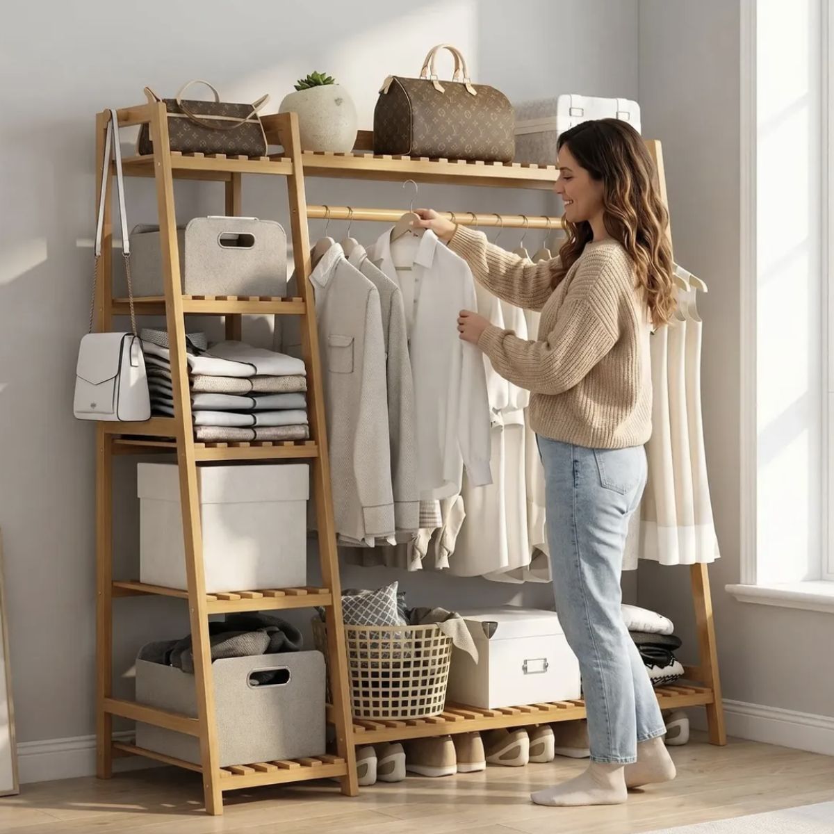 IDEEHOUSE - Perchero Colgador De Madera 110cm