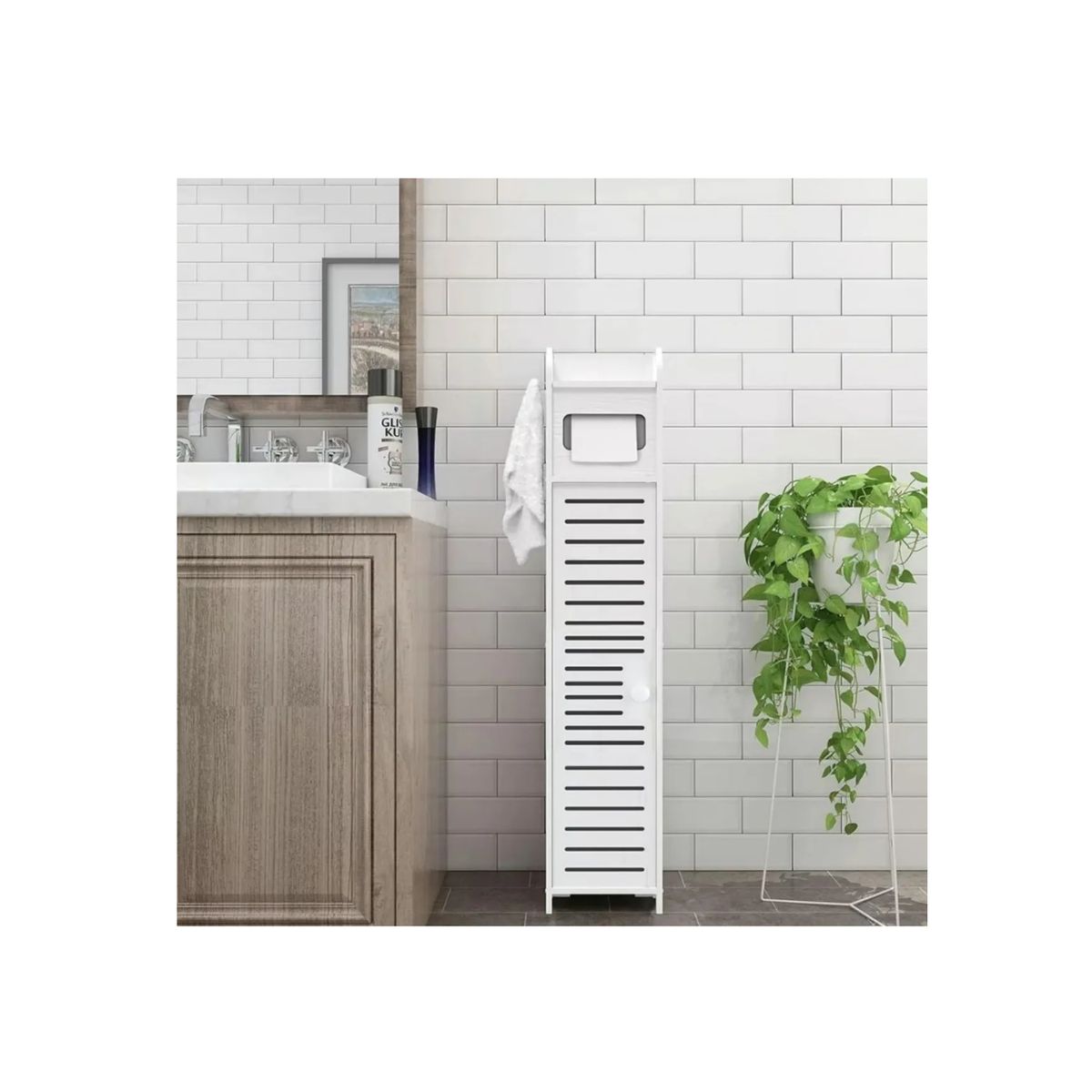 GENERICO - Estante De Baño Organizador Blanco 15X16X80cm