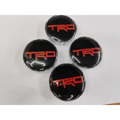 GENERICO - Set X4 Tapas centro de Llantas de autos 56mm universal trd negro letra roja