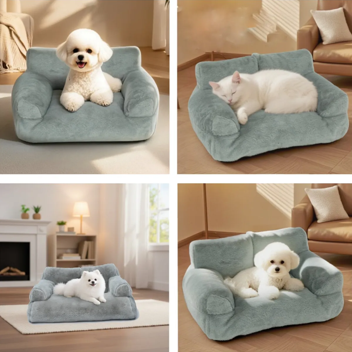 KIDSCOOL - Cama Sofá Relajante Para Mascotas M Gris-Lavable y Ortopédica