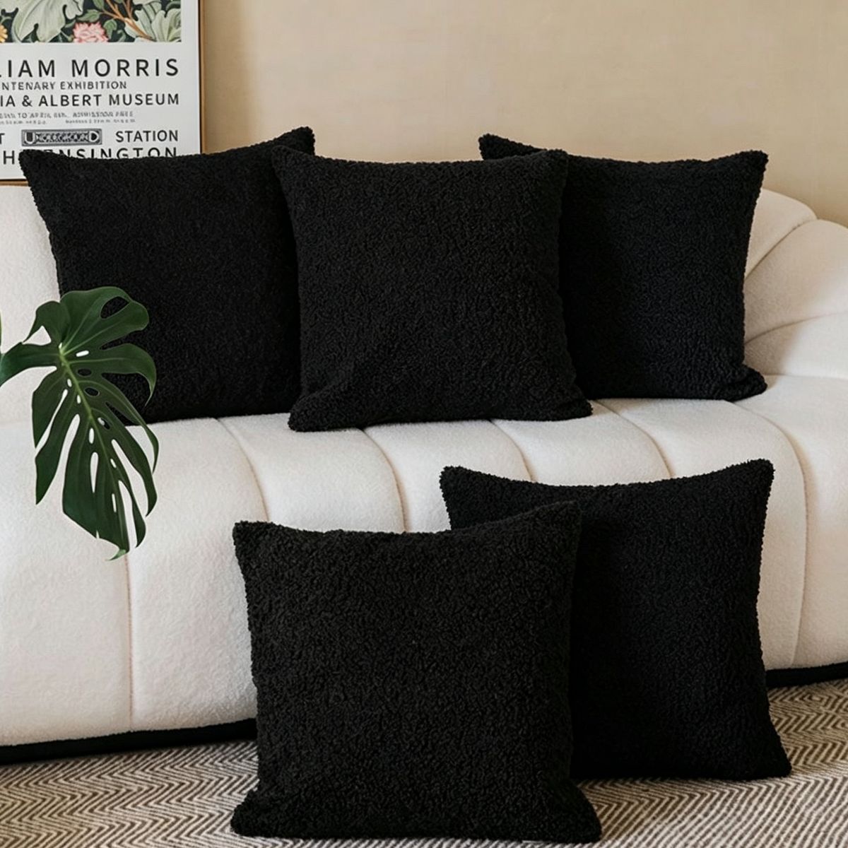 OKAY - Pack 2 Funda De Cojín Decorativo Con Chiporro 43x43 Cm Negro