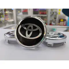 GENERICO - Set X4 Tapas centro de Llantas de autos 56mm universal toyota negro con plata