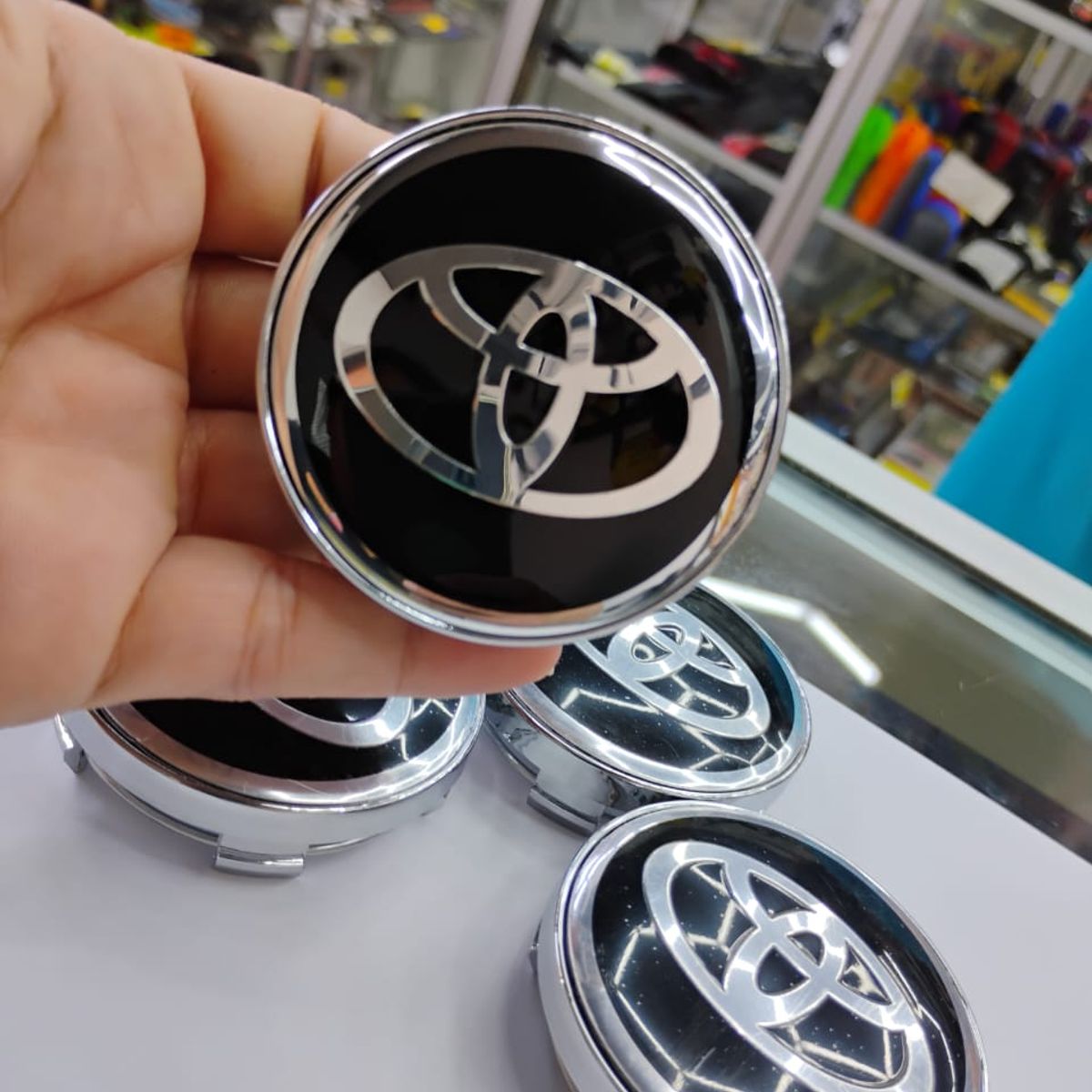 GENERICO - Set X4 Tapas centro de Llantas de autos 56mm universal toyota negro con plata