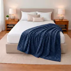 NAUTICA - Manta de cama Home Jacquard Franela ultrasuave 127x178cm azul