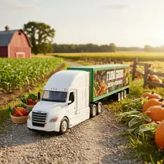 WELLY - CAMION FREIGHTLINER CASCADIA 6×4 CON SEMIRREMOLQUE FARM GOODS 164