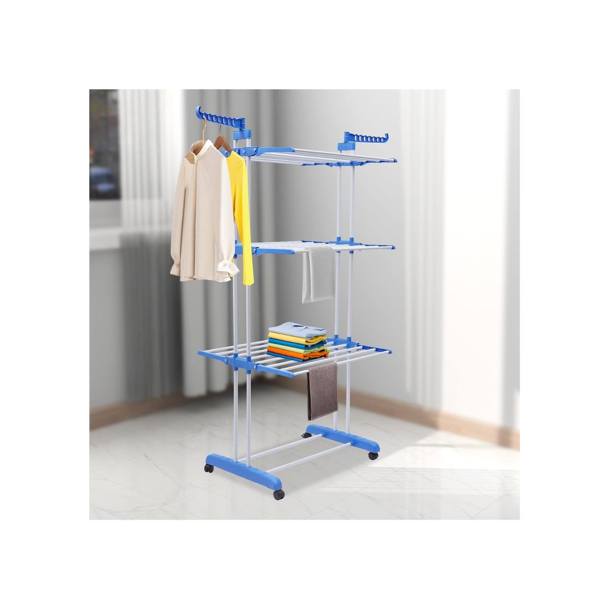 GENERICO - Tendedero de Ropa Vertical 3 Niveles Reforzado - Soporta 40kg