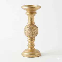 OEM - Porta Vela Candelabro Decorativo Elegante Dorado Flor 25cm Dorado