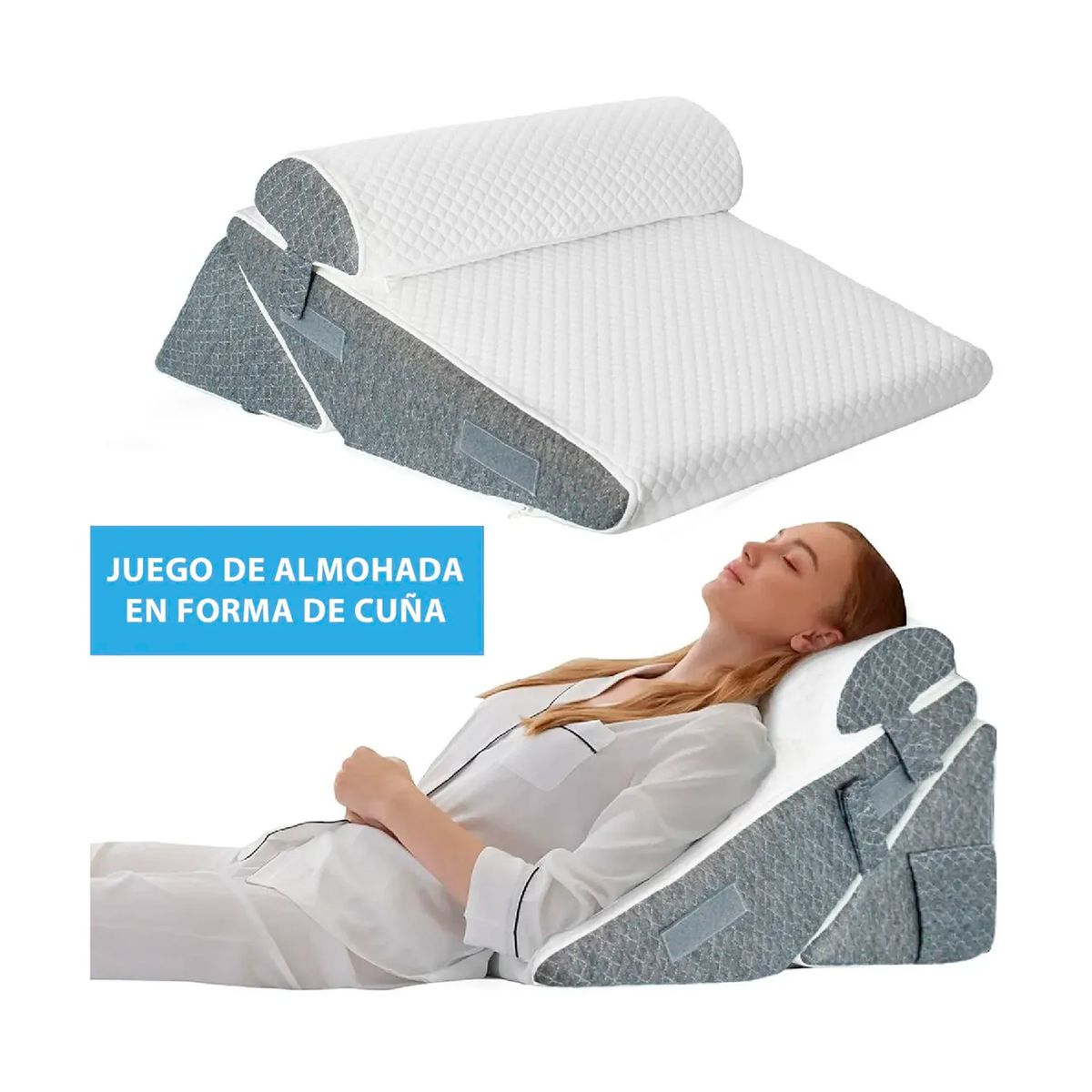 ESHOPANGIE - Almohada Cojin Antireflujo Tipo Cuña Respaldo Grande Adulto